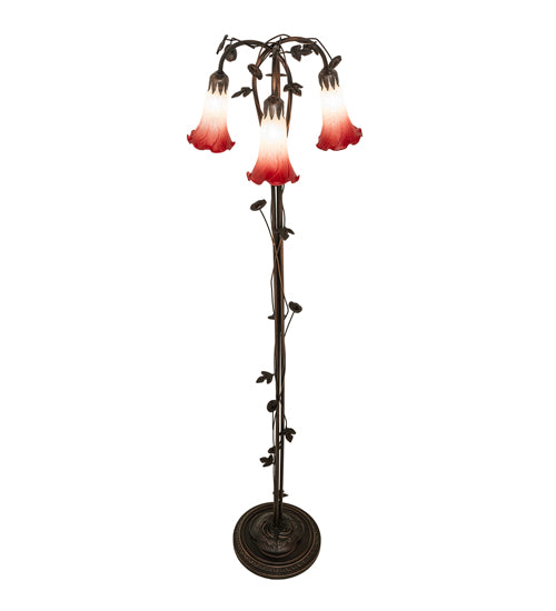 Meyda Tiffany Lighting 255131 Pink/White Three Light Floor Lamp Lamp Bronze / Dark