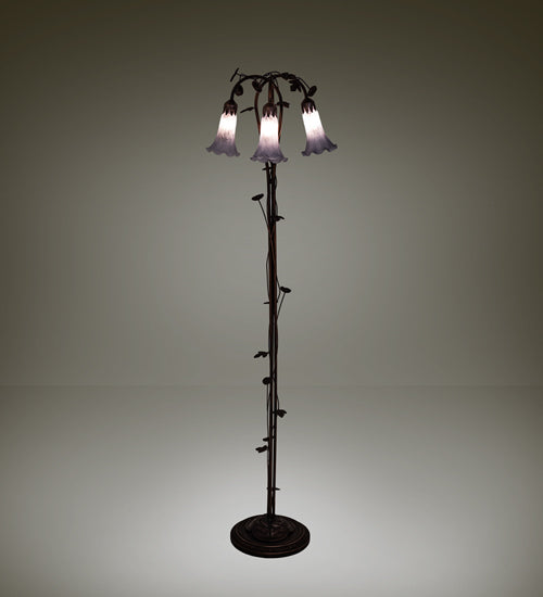 Meyda Tiffany Lighting 255132 Gray Three Light Floor Lamp Lamp Bronze / Dark