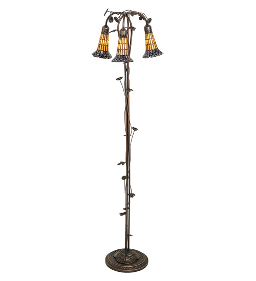 Meyda Tiffany Lighting 255135 Stained Glass Pond Lily Three Light Floor Lamp Lamp Bronze / Dark