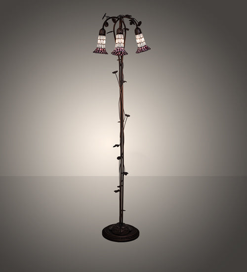 Meyda Tiffany Lighting 255139 Stained Glass Pond Lily Three Light Floor Lamp Lamp Bronze / Dark