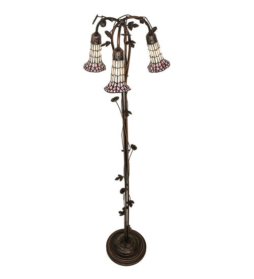 Meyda Tiffany Lighting 255139 Stained Glass Pond Lily Three Light Floor Lamp Lamp Bronze / Dark