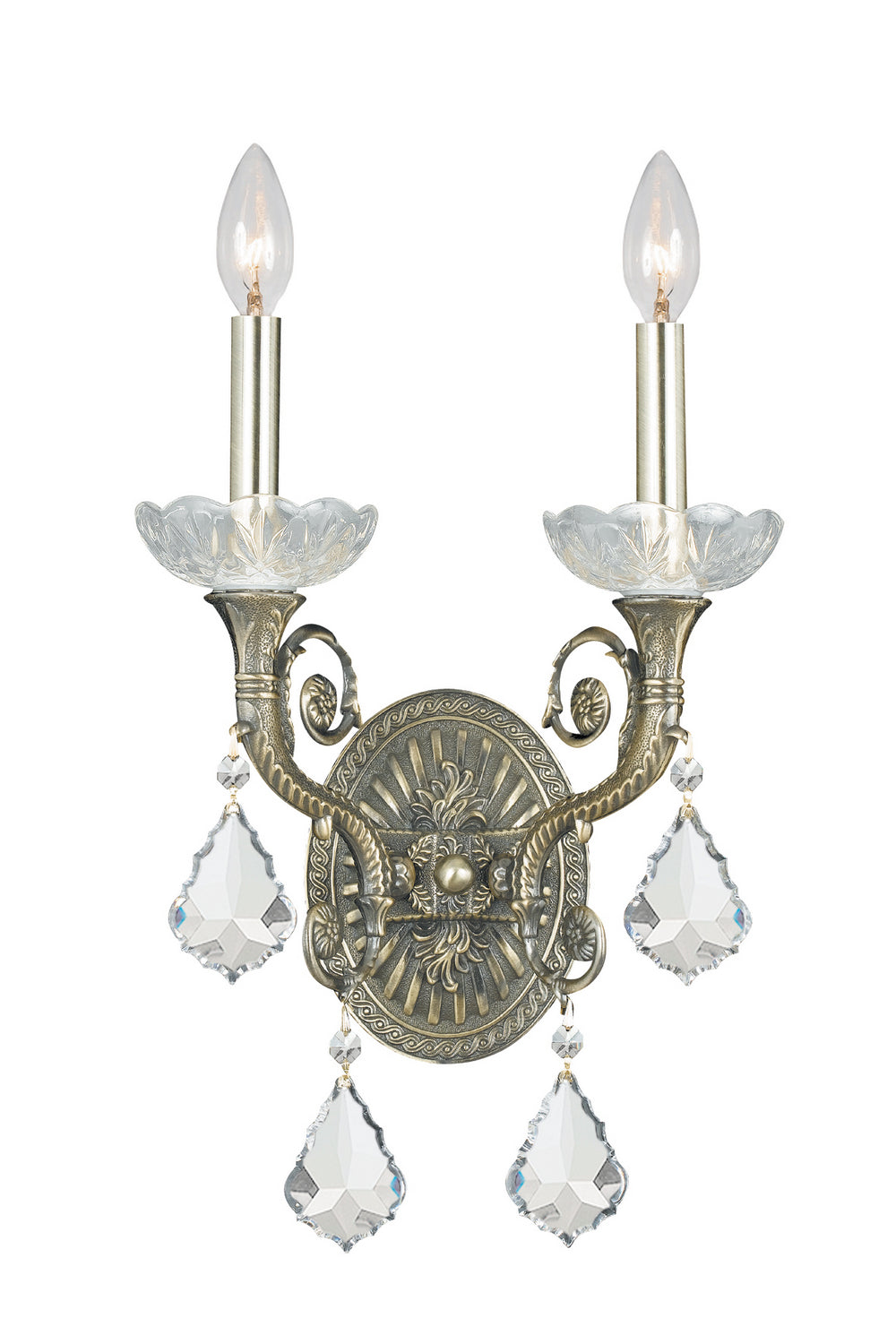 Crystorama Majestic 1482-HB-CL-S Wall Light - Historic Brass