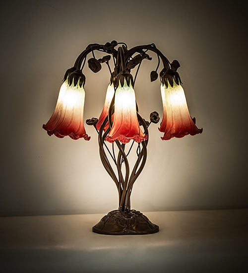 Meyda Tiffany Lighting 255799 Seafoam/Cranberry Six Light Table Lamp Lamp Bronze / Dark