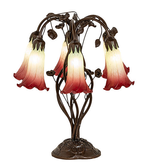 Meyda Tiffany Lighting 255799 Seafoam/Cranberry Six Light Table Lamp Lamp Bronze / Dark