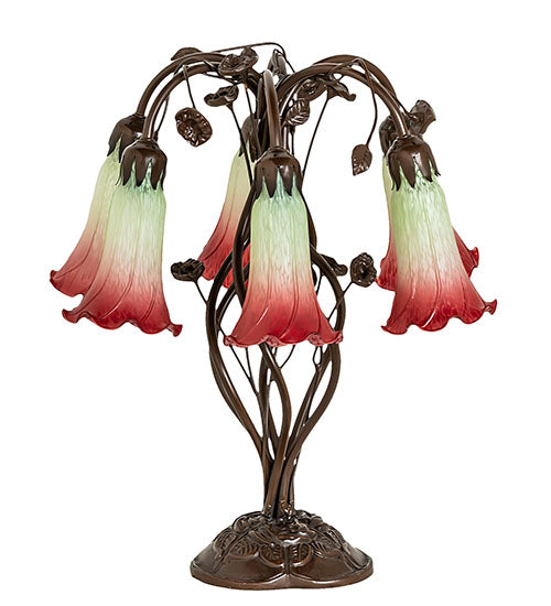 Meyda Tiffany Lighting 255799 Seafoam/Cranberry Six Light Table Lamp Lamp Bronze / Dark