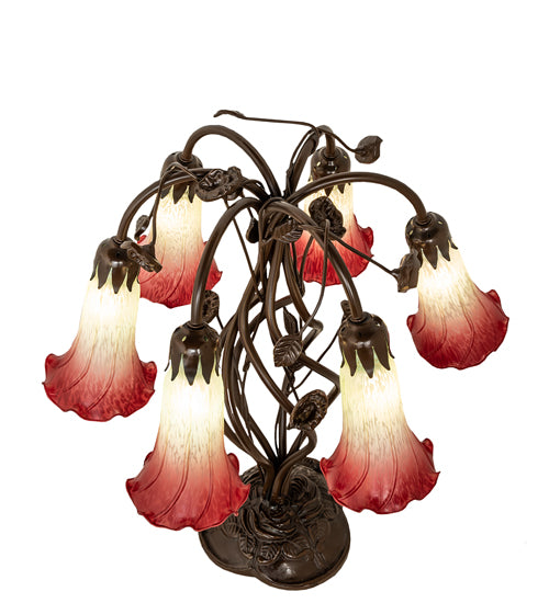 Meyda Tiffany Lighting 255799 Seafoam/Cranberry Six Light Table Lamp Lamp Bronze / Dark