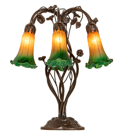 Meyda Tiffany Lighting 255800 Amber/Green Six Light Table Lamp Lamp Bronze / Dark