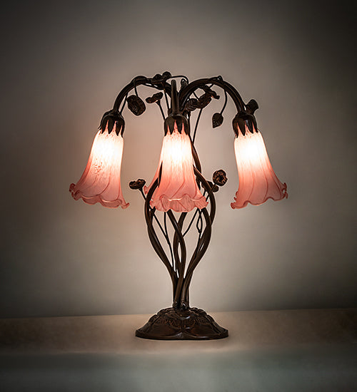 Meyda Tiffany Lighting 255804 Pink Six Light Table Lamp Lamp Bronze / Dark