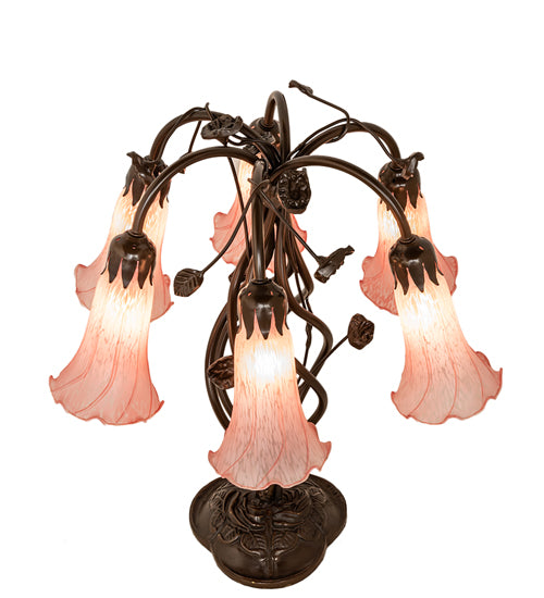 Meyda Tiffany Lighting 255804 Pink Six Light Table Lamp Lamp Bronze / Dark