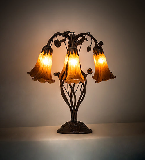 Meyda Tiffany Lighting 255805 Amber Six Light Table Lamp Lamp Bronze / Dark