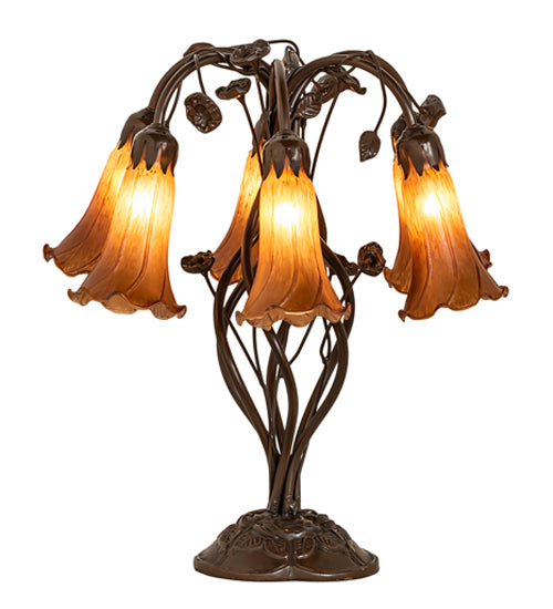 Meyda Tiffany Lighting 255805 Amber Six Light Table Lamp Lamp Bronze / Dark