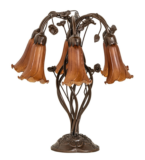 Meyda Tiffany Lighting 255805 Amber Six Light Table Lamp Lamp Bronze / Dark