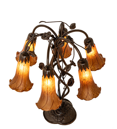 Meyda Tiffany Lighting 255805 Amber Six Light Table Lamp Lamp Bronze / Dark