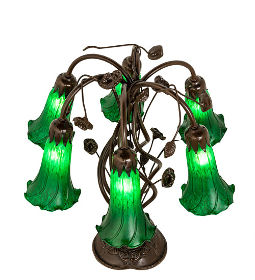 Meyda Tiffany Lighting 255806 Green Six Light Table Lamp Lamp Bronze / Dark