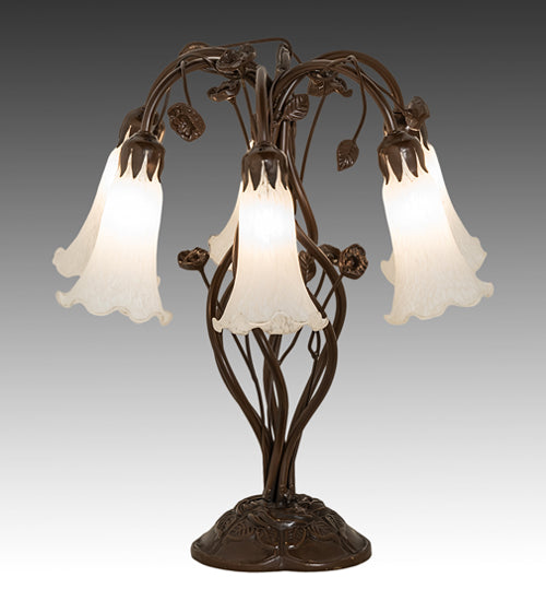Meyda Tiffany Lighting 255807 White Six Light Table Lamp Lamp Bronze / Dark