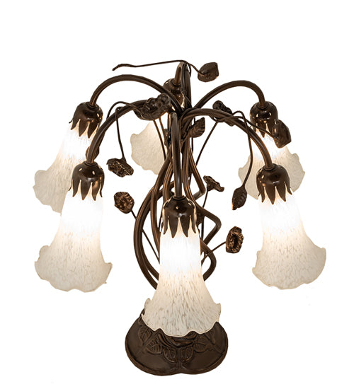 Meyda Tiffany Lighting 255807 White Six Light Table Lamp Lamp Bronze / Dark