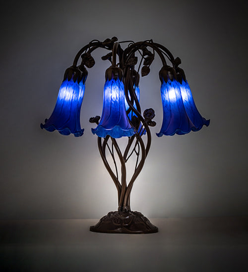 Meyda Tiffany Lighting 255808 Blue Six Light Table Lamp Lamp Bronze / Dark