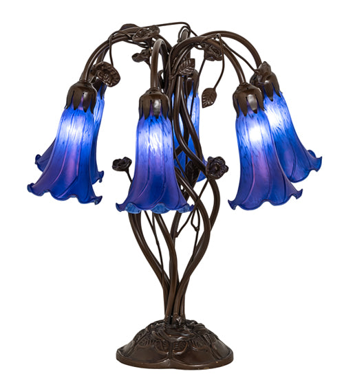 Meyda Tiffany Lighting 255808 Blue Six Light Table Lamp Lamp Bronze / Dark