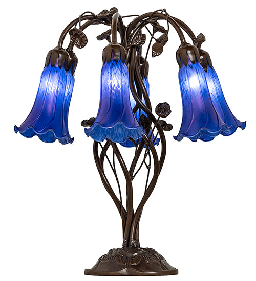 Meyda Tiffany Lighting 255808 Blue Six Light Table Lamp Lamp Bronze / Dark