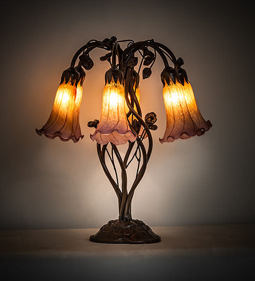 Meyda Tiffany Lighting 255810 Amber/Purple Six Light Table Lamp Lamp Bronze / Dark