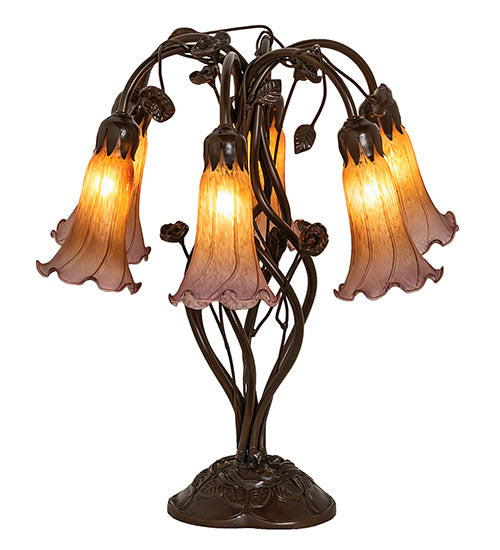Meyda Tiffany Lighting 255810 Amber/Purple Six Light Table Lamp Lamp Bronze / Dark