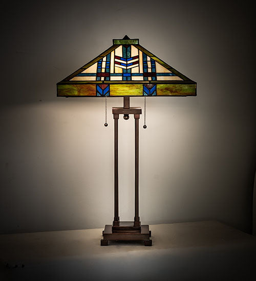 Meyda Tiffany Lighting 256043 Prairie Wheat Two Light Table Lamp Lamp Bronze / Dark