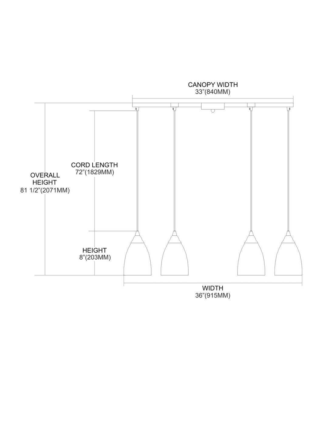 Elk Arco Baleno 416-6C Pendant Light - Satin Nickel