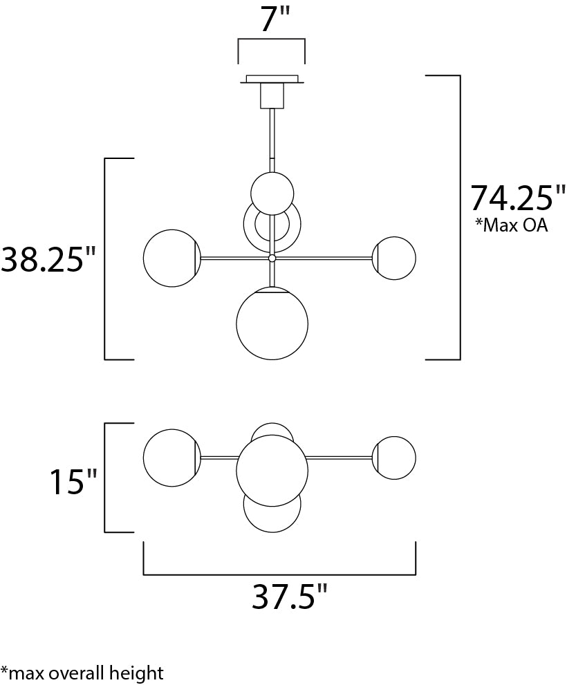 Maxim Vesper 26037SWSBRBK Chandelier Light - Satin Brass / Black