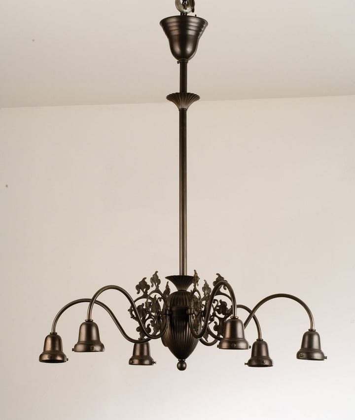 Meyda Tiffany Lighting 101916 Early Electric Six Light Chandelier Utility Light Bronze / Dark