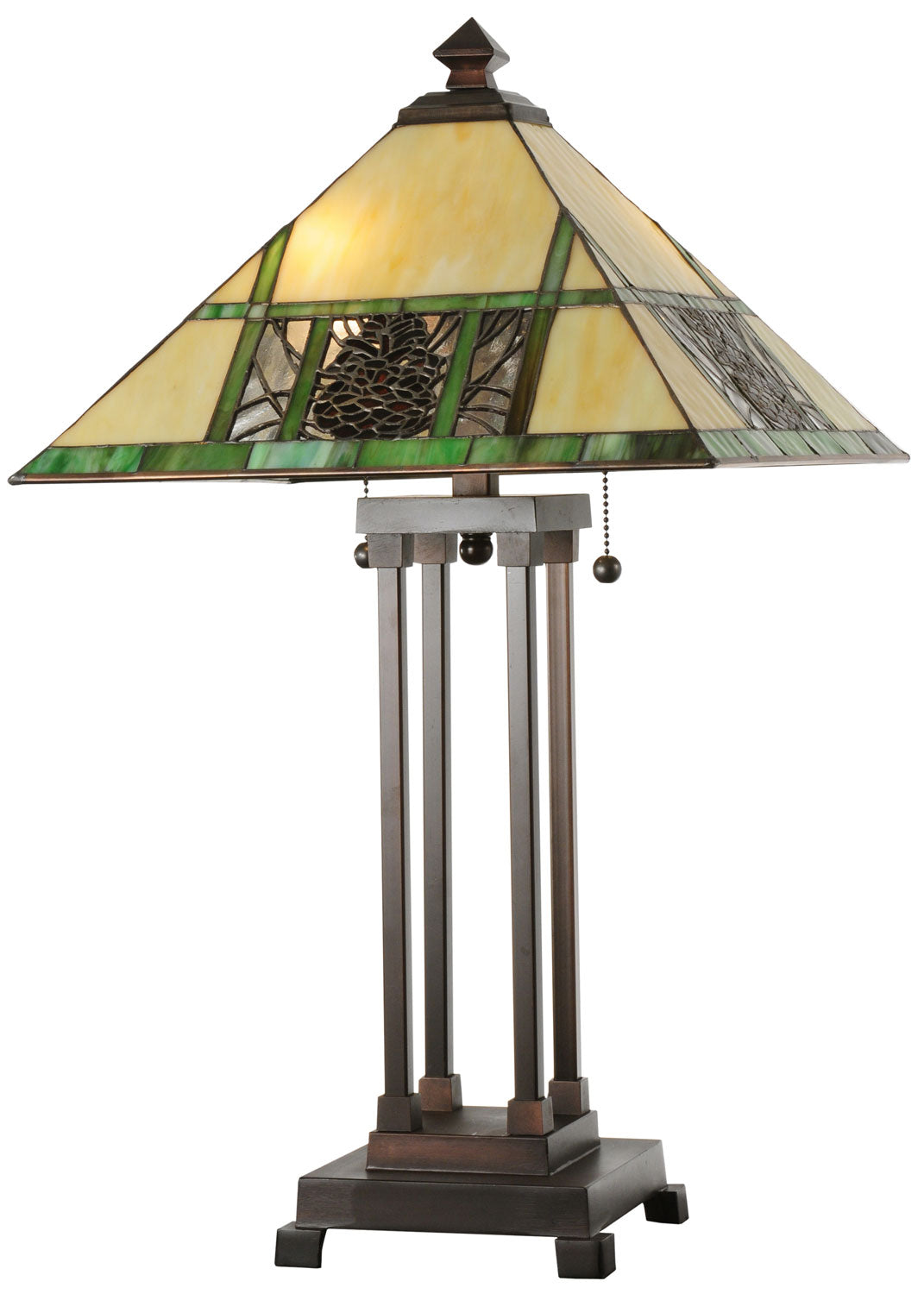 Meyda Tiffany Lighting 103380 Pinecone Ridge Two Light Table Lamp Lamp Bronze / Dark