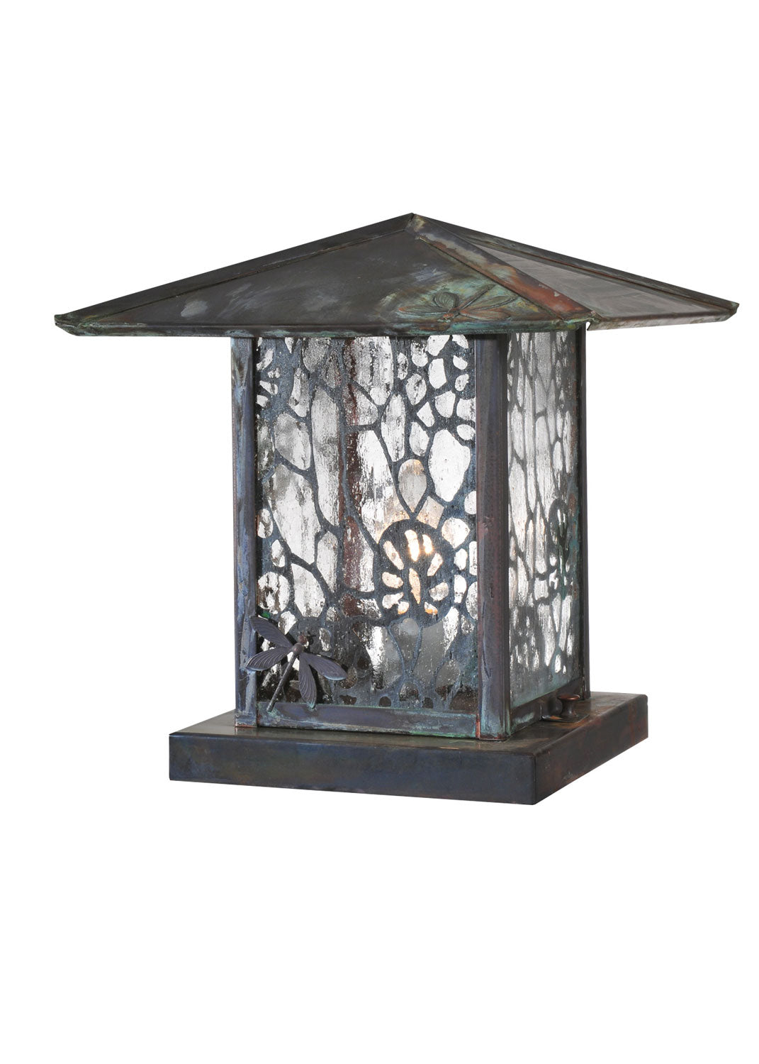 Meyda Tiffany Lighting 106157 Seneca One Light Pier Mount Outdoor Copper/Antique/Verde