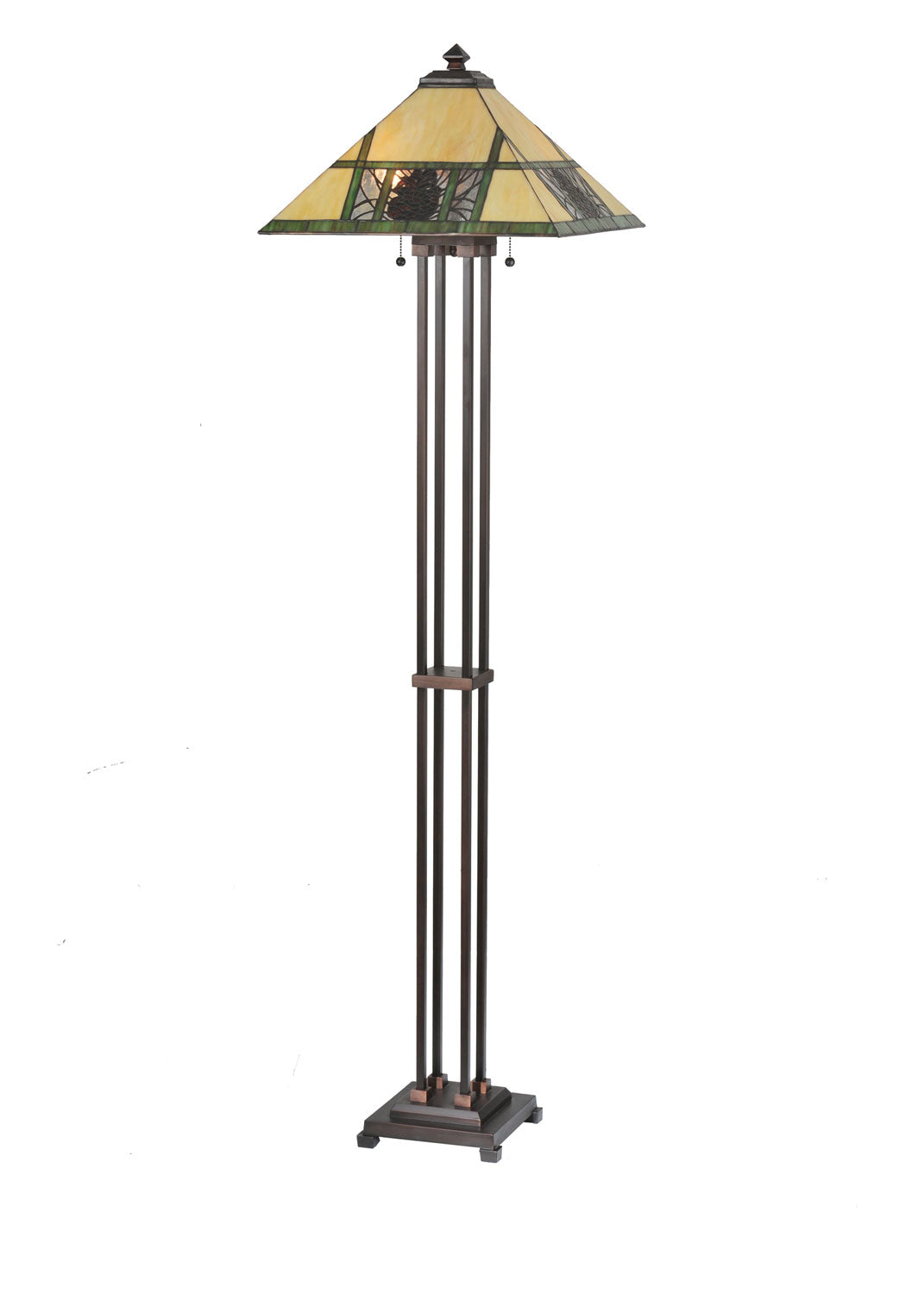 Meyda Tiffany Lighting 106488 Pinecone Ridge Two Light Floor Lamp Lamp Bronze / Dark