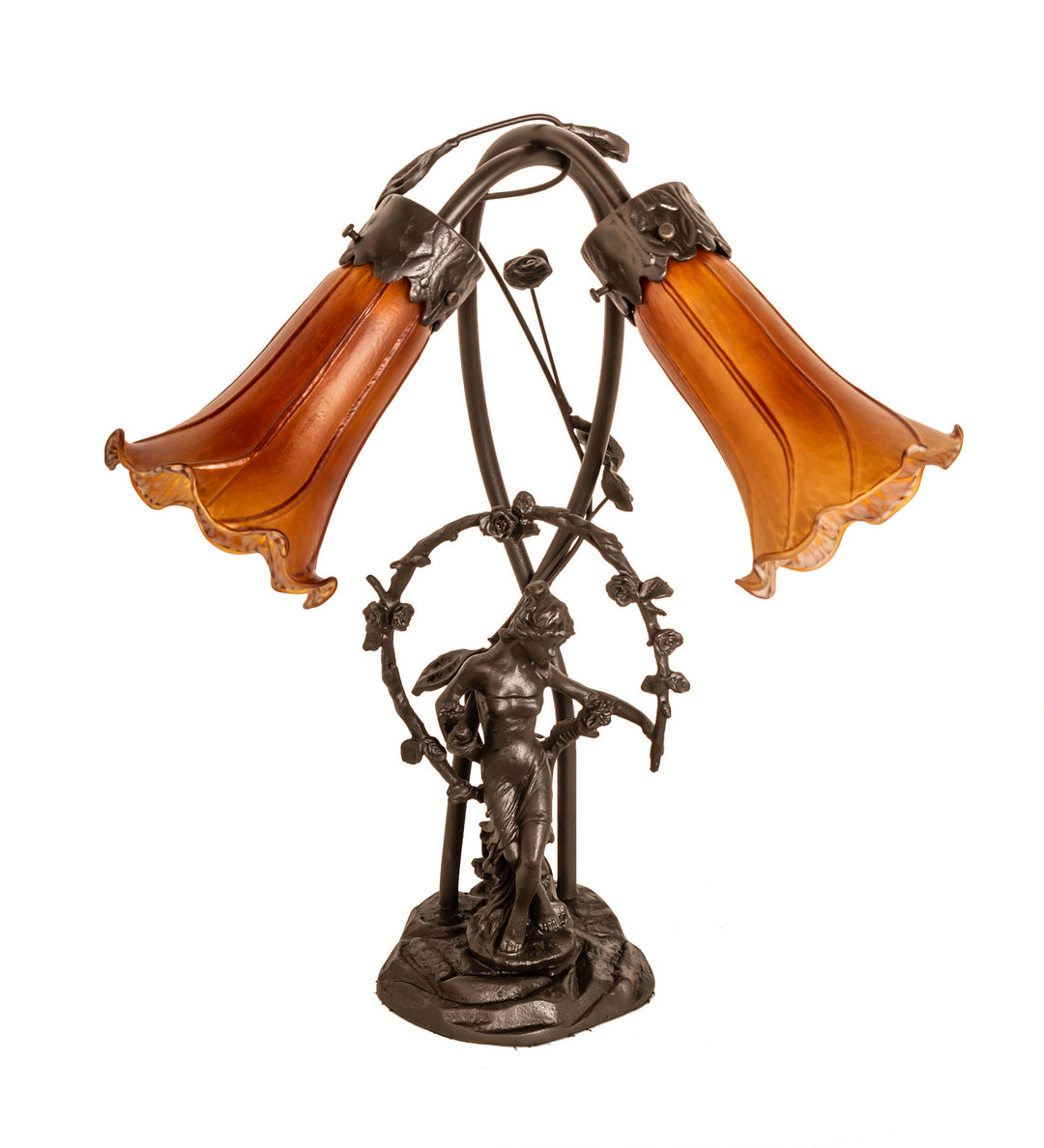 Meyda Tiffany Lighting 11822 Amber Two Light Accent Lamp Lamp Bronze / Dark