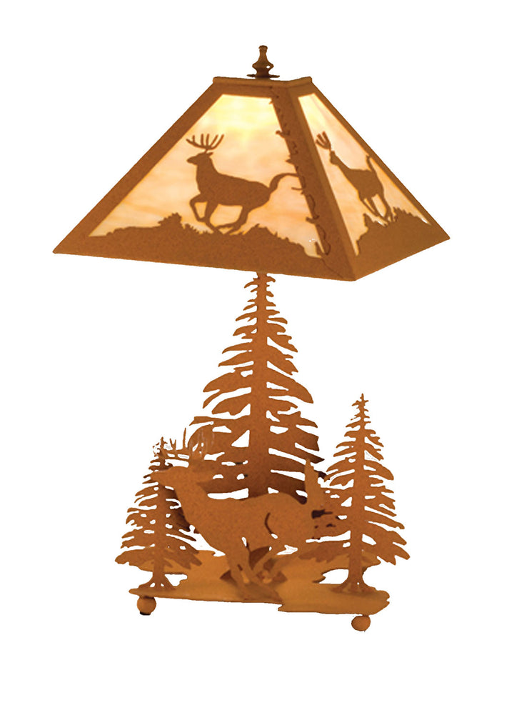 Meyda Tiffany Lighting 15268 Lone Deer Two Light Table Lamp Lamp Bronze / Dark