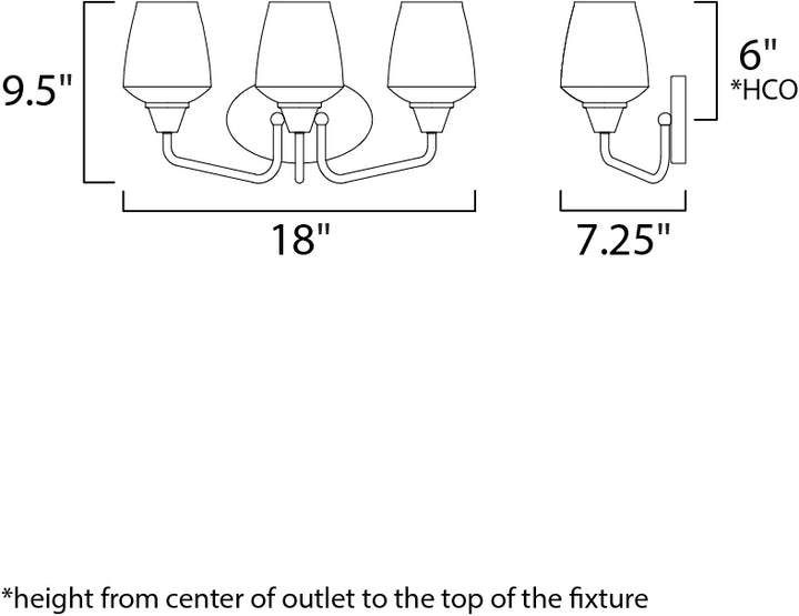 Maxim Goblet 26122CLBKSN Bath Vanity Light 18 in. wide - Black / Satin Nickel