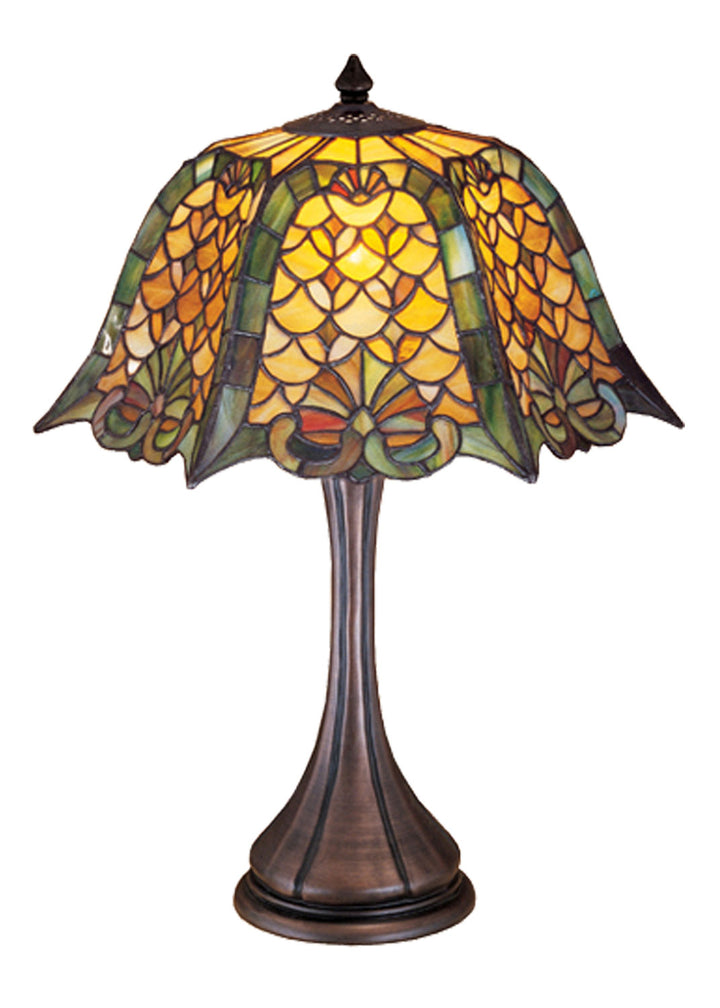 Meyda Tiffany Lighting 19876 Duffner & Kimberly Shell & Diamond One Light Table Lamp Lamp Bronze / Dark