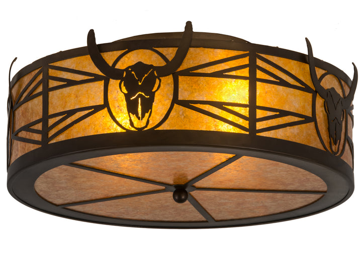 Meyda Tiffany Steer Skull 20867 Ceiling Light - Antique Copper