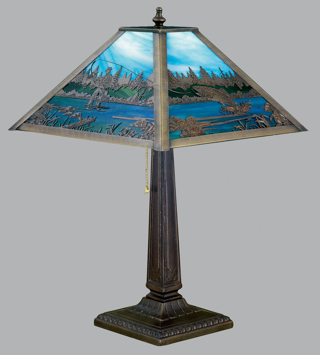 Meyda Tiffany Lighting 26760 Fly Fishing Creek Table Lamp Lamp Bronze / Dark