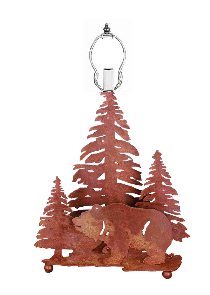 Meyda Tiffany Lighting 29077 Grizzly Bear Through The Trees Two Light Table Base Hardware Utility Light Bronze / Dark