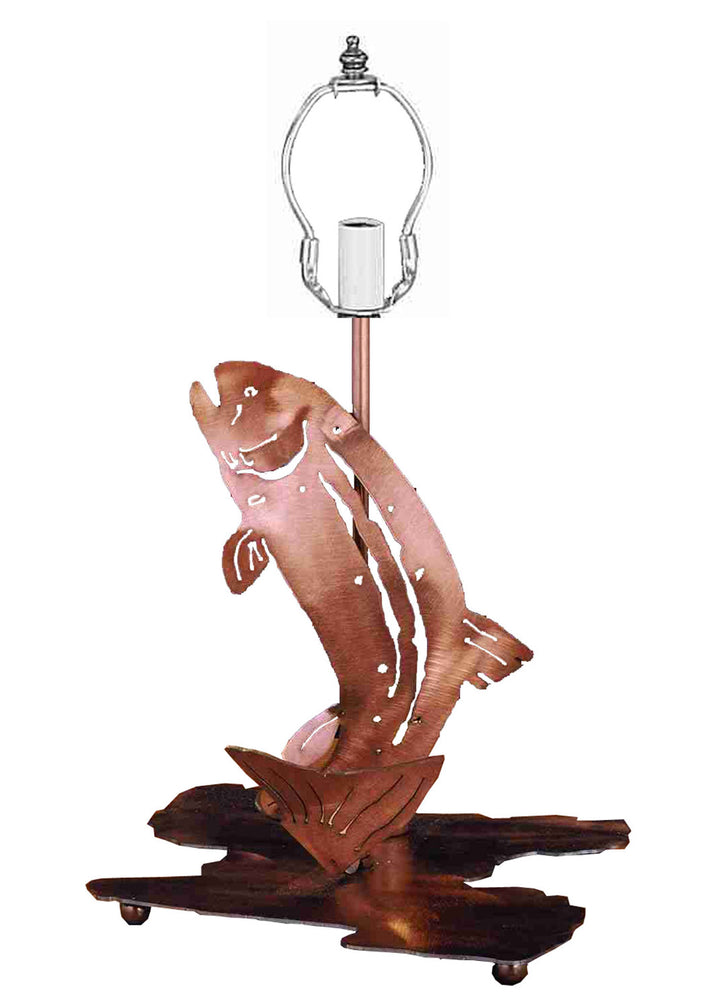 Meyda Tiffany Lighting 29080 Leaping Trout Two Light Table Base Utility Light Copper/Antique/Verde