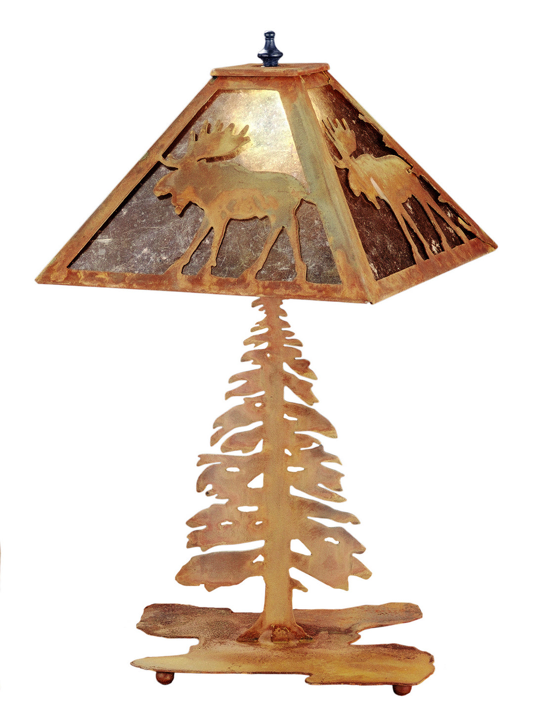 Meyda Tiffany Lighting 32527 Lone Moose Two Light Table Lamp Lamp Bronze / Dark