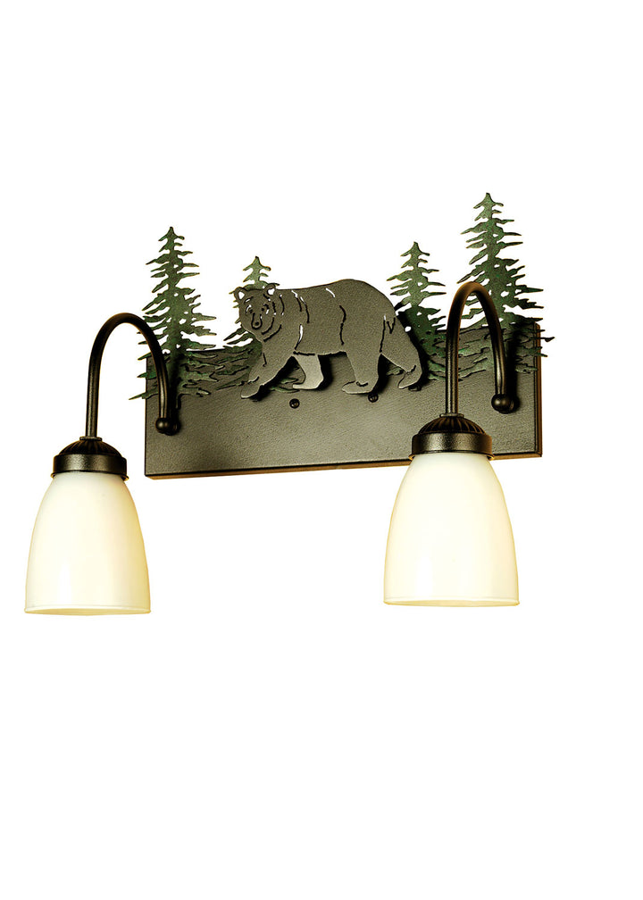 Meyda Tiffany Lone Bear 51063 Bath Vanity Light 16 in. wide - Black/Green Trees