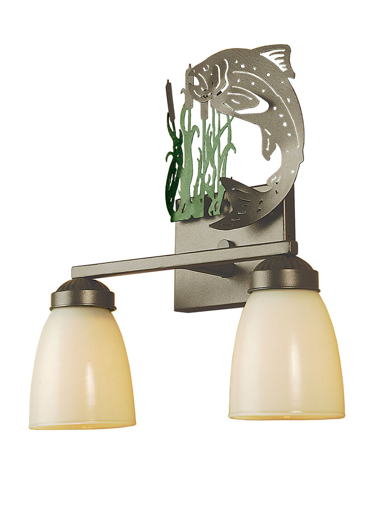 Meyda Tiffany Leaping Trout 51067 Bath Vanity Light 13 in. wide - Pewter