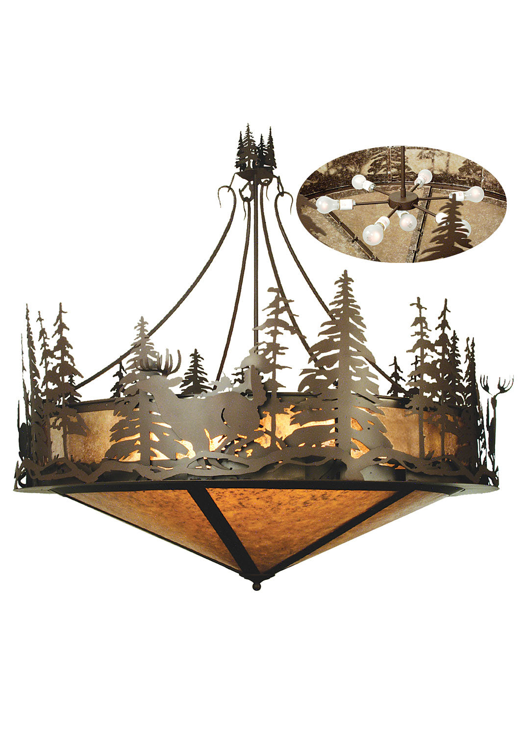 Meyda Tiffany Deer At Dusk 69974 Pendant Light - Cafe-Noir