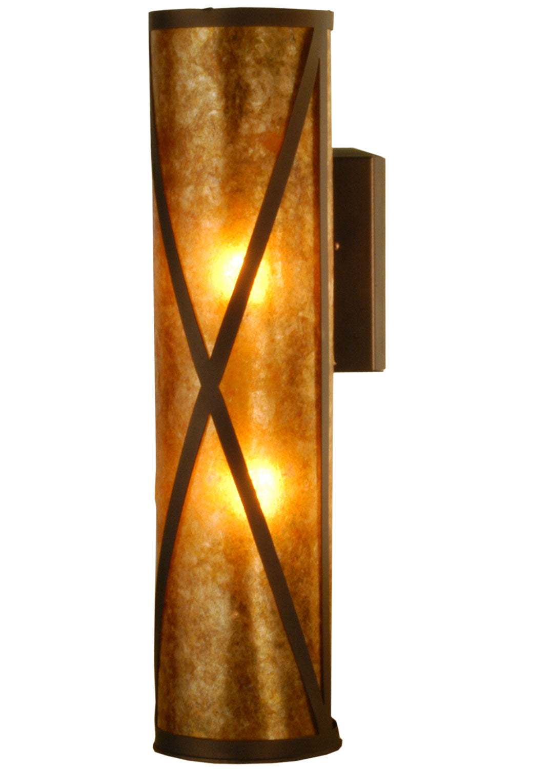 Meyda Tiffany Saltire Craftsman 72363 Wall Light - Mahogany Bronze/Amber Mica