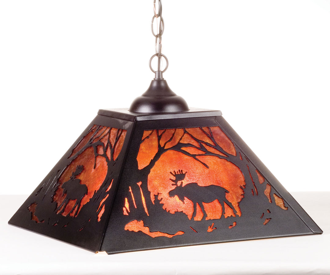 Meyda Tiffany Moose At Dawn 73342 Pendant Light - Black/Amber Mica