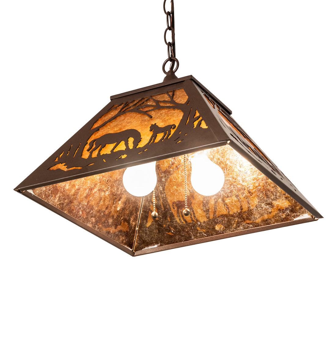 Meyda Tiffany Mare & Foal At Dawn 74004 Pendant Light - Cafe Noir/Amber Mica