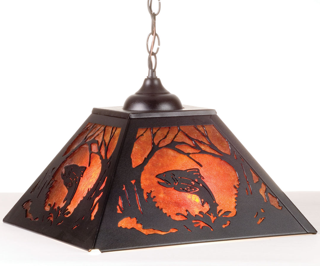 Meyda Tiffany Leaping Trout 74031 Pendant Light - Black/Amber Mica