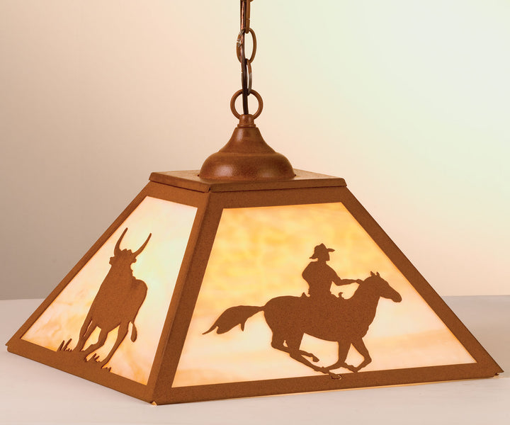 Meyda Tiffany Cowboy & Steer 74033 Pendant Light - Earth