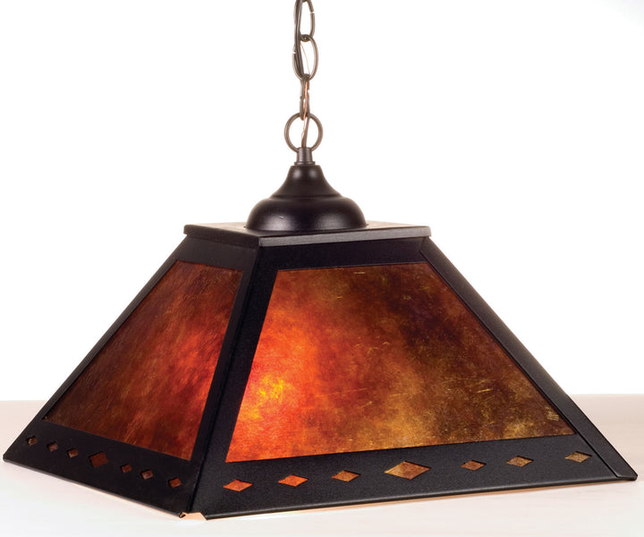 Meyda Tiffany Diamond Mission 76313 Pendant Light - Black Tex/Amber Mica